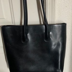 Furla black leather tote